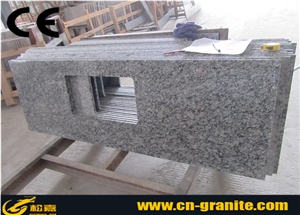 Spray White Granite Kitchen Countertops,China Polished Seawave White Granite Kitchen Worktops with Sink Hole,Granite Stone for Kitchen Countertop