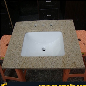 Vanity Top with Integral Bowl,China G682 Granite Vanity Tops,Rustic Stone Bathroom Countertops,Yellow Granite Stone Bathroom Vanity Tops,China Cheap Yellow Stone Countertops,G682 Custom Vanity Tops