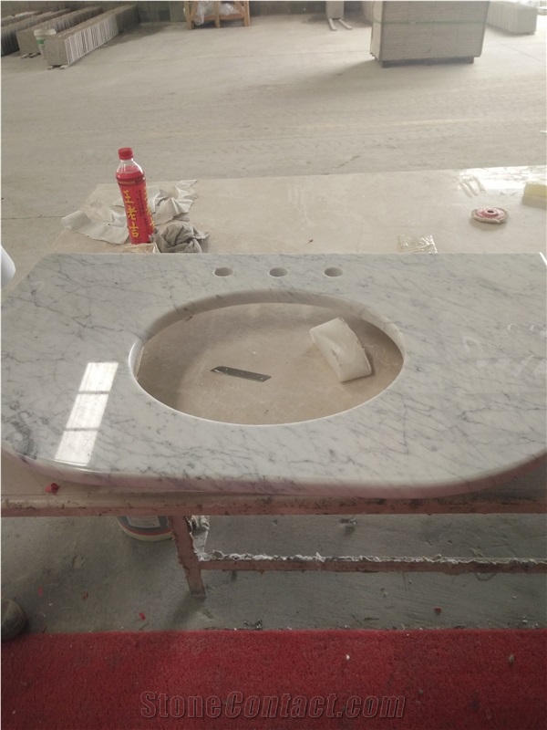 White Marble Bath Top, Bathroom Vanity Caracalla White Marble Stone Basin Tops,China White Bathroom Countertops,Bathroom Vanity Tops,Polished Vanity Top Price.China White Marble Vanity Tops,