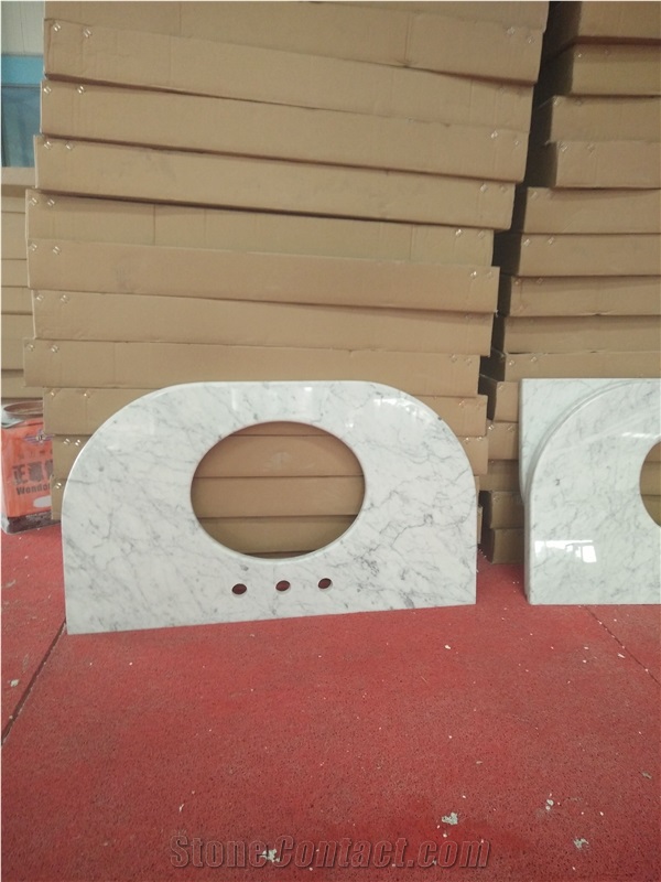 White Marble Bath Top, Bathroom Vanity Caracalla White Marble Stone Basin Tops,China White Bathroom Countertops,Bathroom Vanity Tops,Polished Vanity Top Price.China White Marble Vanity Tops,