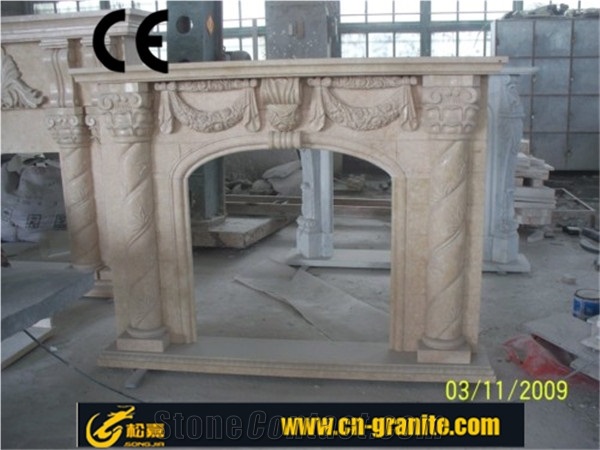 White Marble Insert Fireplace Hearth
