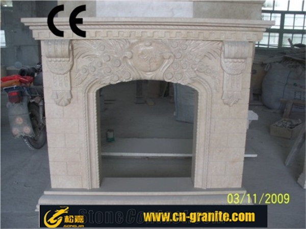White Marble Insert Fireplace Hearth
