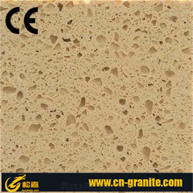 Yellow Beige Quartz Stone Slabs Tiles Engineered Stone