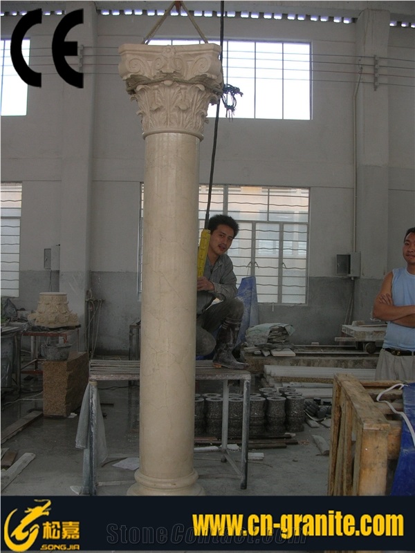 Yellow Column Pillar Building Material, Yellow Sandstone Carved Columns