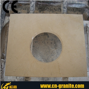 Yellow Marble Stone Basin Top, Beige Stone Vanity Tops, China Beige Stone Countertops, Bathroom Countertops, Custom Vanity Tops, Bathroom Vanity Tops