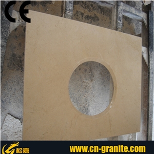 Yellow Marble Stone Basin Top, Beige Stone Vanity Tops, China Beige Stone Countertops, Bathroom Countertops, Custom Vanity Tops, Bathroom Vanity Tops
