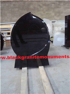 Black Granite Cemetery Engraved Headstones Tombstones, Memorial Stone Gravestones, Custom Tombstone Monument Design, Western American Style Single Monuments Tear Shape Design