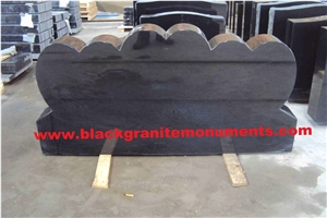 China Absolute Black Granite American Style Polished Monument & Tombstone P5 Upright Headstone