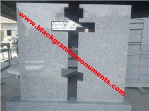 Grey Granite Upright Design Tombstone, Polished Grey Monuments, Cheap Price, Russia Tombstone, Single Headstone Monuments High Quality