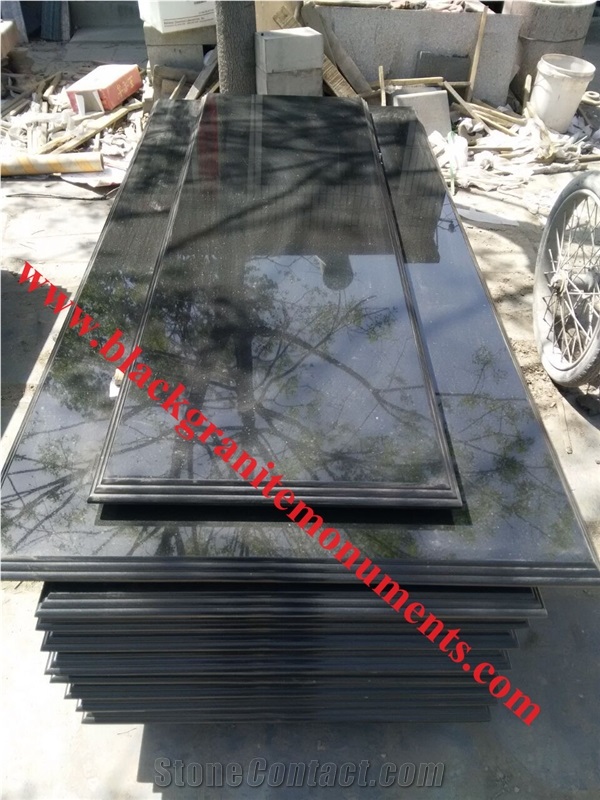 Polished Shanxi Black Granite with Golden Spots,China Absolute Black Granite, Shanxi Black Granite with Golden Spot Monument Size for Iran Market 180x60x3/4cm with Profiling Edges