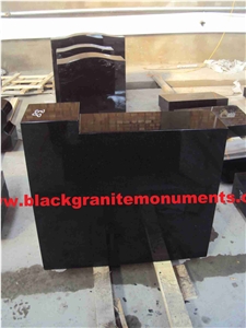 Shanxi Black Granite Polished Engraved Headstones with Base,Cemetery Carving Tombstones,Custom Tombstone & Monument Design,Western American Style Single Monuments,Natural Stone Memorial Gravestone