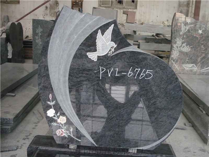 Bahama Blue Granite Tombstone Custom Monuments