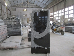 Custom Black Color Flower Upright Monument Custom Black Color Flower Upright Monument
