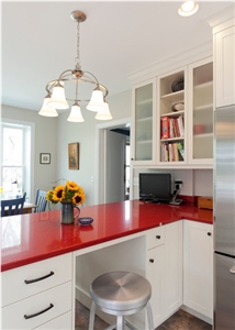Bestone Red Color Engineered Stone Kitchen Countertops for Multifamily/Hospitality Projects Like Kitchen Worktops,Bathroom Vanity Tops