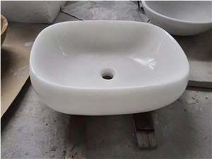 Bathroom Pure Han White Marble Oval Sinks & Basins