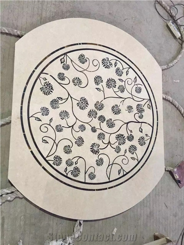 Beige Marble Waterjet Pattern, Waterjet Medallions