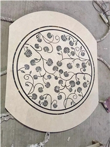 Beige Marble Waterjet Pattern, Waterjet Medallions