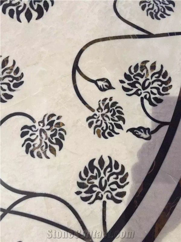 Beige Marble Waterjet Pattern, Waterjet Medallions