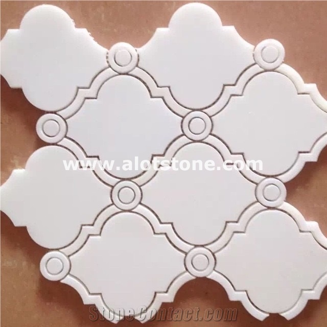 Bianco Carrara White Marble Medium Lantern Arabesque Mosaic Tile