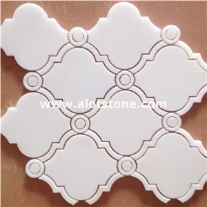 Bianco Carrara White Marble Medium Lantern Arabesque Mosaic Tile