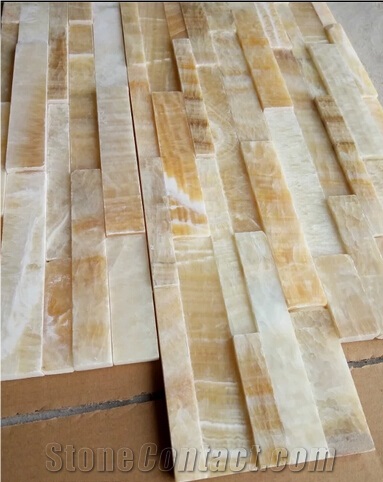 Honey Onyx Bricks Mosaic Tile for Wall Cladding