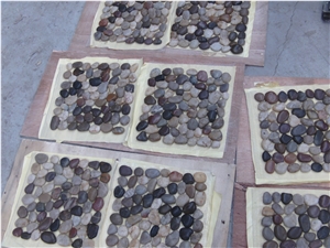 Natural Pebble Mosaic Tile,Mix Color Pebble Stone