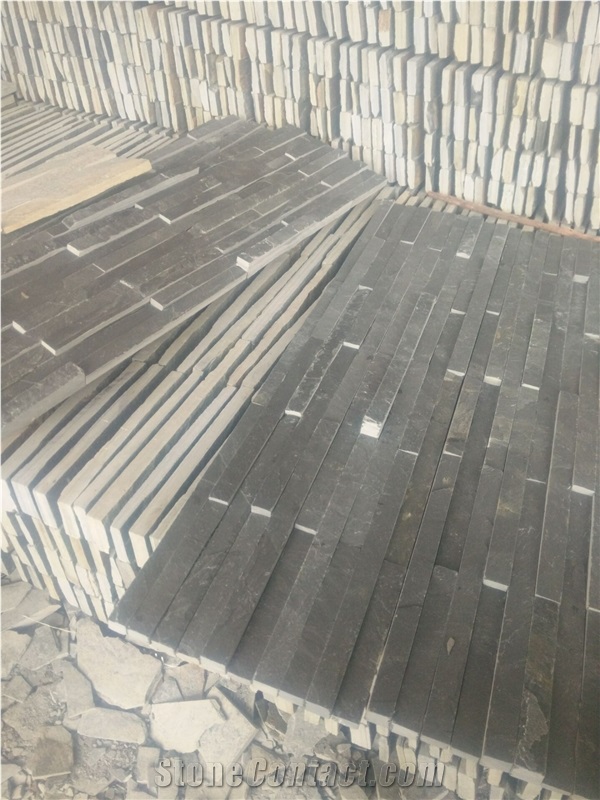 Natural Slate Culture Stone Wall Cladding, Grey Slate Stacked Stone Veneer