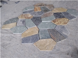 Net Paste Random Paving Rusty Slate, Oyster Slate Paving, Slate Flagstone Walkway Pavers