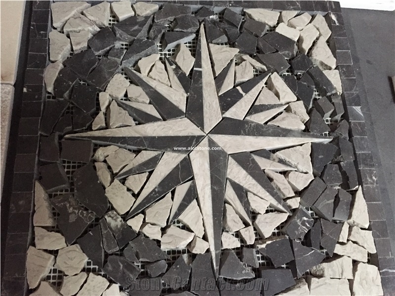 Random Pieces Mosaic Medallion Floor Medallion