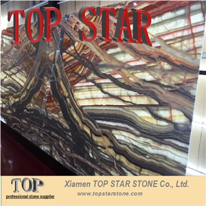 Building Material Iran Rainbow Picasso Onyx Backlit Wall Panel