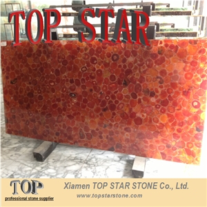 Building Material Translucent Red Agate Semiprecious for Dinning Table