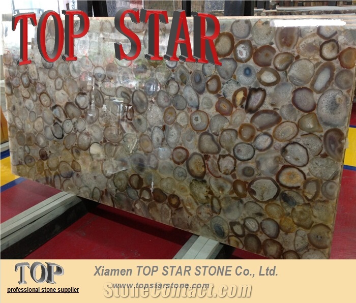 Topstar Building Matieral Brazil Agate Grey Semiprecious Stone Slab