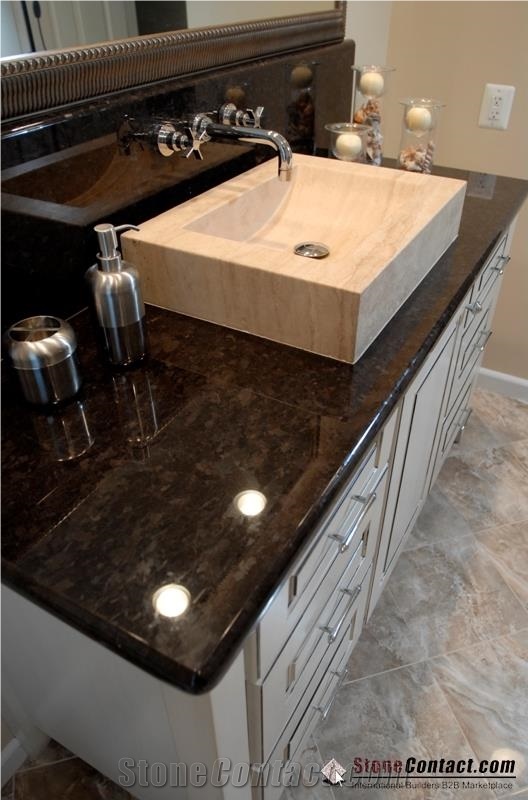 Brazil Brown Bathroom Vanity Tops, Bull Nose Edges Bathroom Tops, Antique Brown Custom Vanity Tops with Back Splash, Polished Bathroom Solid Surface,Maron Cohiba Engineered Stone Bathroom,Customs