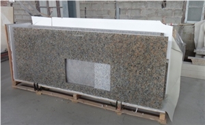 Butterfly Beige Granite L Shape Countertops, Brazil Beige Kitchen Countertops, Kitchen Island Tops, Bullnose Bar Tops, Kitchen Countertops with Back Splash and Side Splash