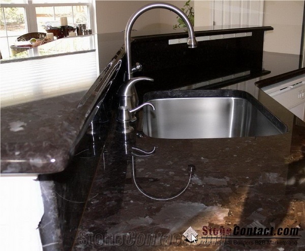 Eased Edge Finish Custom Countertops, Antique Brown Granite Kitchen Bar Top, Polished Brown Island Top, Kitchen Desk Tops, Kitchen Top, Engineered Stone Kitchen Countertops, Antiq Brown Tops