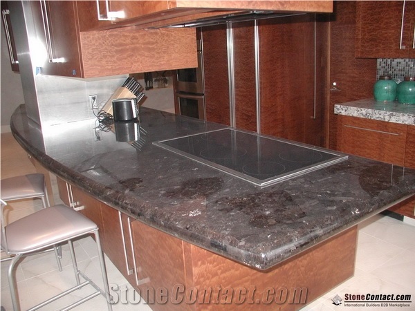 Eased Edge Finish Custom Countertops, Antique Brown Granite Kitchen Bar Top, Polished Brown Island Top, Kitchen Desk Tops, Kitchen Top, Engineered Stone Kitchen Countertops, Antiq Brown Tops
