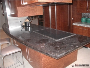 Eased Edge Finish Custom Countertops, Antique Brown Granite Kitchen Bar Top, Polished Brown Island Top, Kitchen Desk Tops, Kitchen Top, Engineered Stone Kitchen Countertops, Antiq Brown Tops
