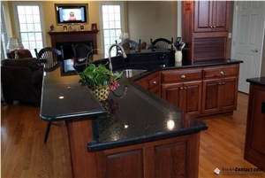 Eased Edges Angola Black Kitchen Countertops,Double Full Bullnose Kitchen Bar Tops, Full Bullnose Custom Countertops, Ogee Edges Island Top, Laminated Edges Worktops,Polished Black Pre-Fab Slabs