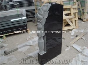 Granite Hebei Black Gravestone, Nero Assoluto China Black Granite Tombstone,Cemetery Tombstone,Gravestone,Headstone,Monument Design
