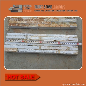 Golden Honey Classic Ledger Stone Panel 6*24,Nature Stone Ledger Siding,Cultural Stone Facade,Stacked Stone Veneer,Cultured Stone Wall Cladding