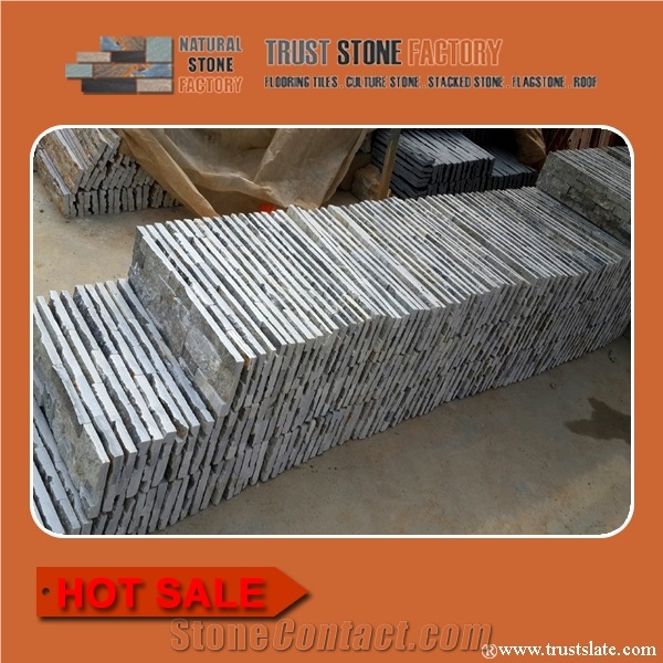 Silver Grey Culture Slate Corner, Culture Slate Stone Siding,Cultural Stone Facade,Cultured Stacked Stone Veneer,Cultural Stone Panels,Culture Wall Cladding