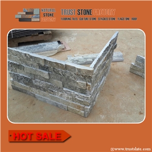 Silver Grey Cultured Slate Stone Siding,Cultural Stone Facade,Culture Stacked Stone Veneer,Cultured Stone Panels, Culture Wall Cladding