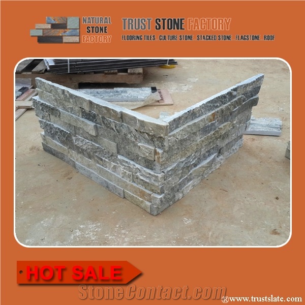 Silver Grey Slate Nature Stone Siding,Ledger Stone Siding,Cultural Stone Facade,Stack Stone Veneer,Stone Panels, Wall Cladding