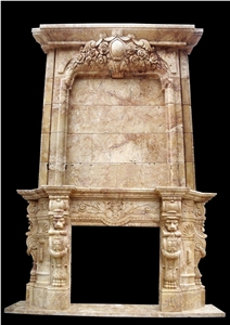Poiseul Beige Limestone Fireplace Mantel