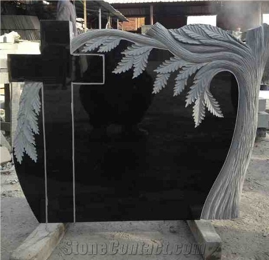 Tombstone Monument Shanxi Black Granite Cross Tombstone & Headstone