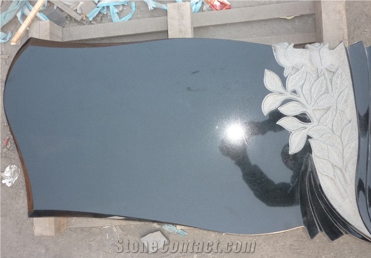 Tombstone Monument Shanxi Black Granite Cross Tombstone & Headstone