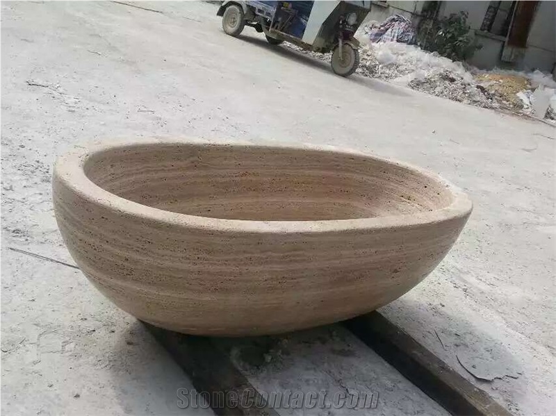 Beige Travertine Bathbub,Round Bathtub