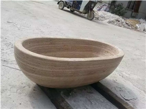 Beige Travertine Bathbub,Round Bathtub