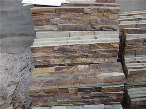 China Brown Slate Cultured Stone Veneer,Cultured Stone Wall Cladding, Ledger Stacked Stone Veneer,Thin Ledgestone Veneer