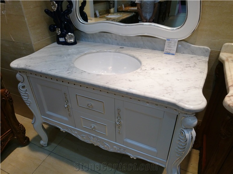 Bianco Carrara Marble Vanity Tops and Bathroom Tops